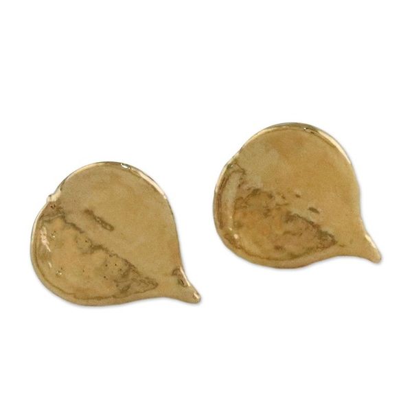 Alternate image for Gold Plated Natural Million Hearts Leaf Stud Earrings Heartfelt Nature