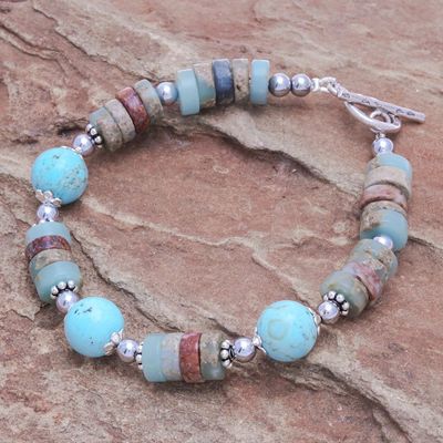 Alternate image for Hand Crafted Jasper and Hematite Beaded Bracelet Open Skies