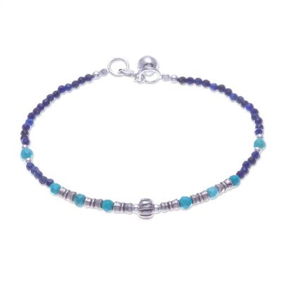 Alternate image for Lapis Lazuli and Sterling Silver Pendant Bracelet Silver Storm in Blue