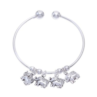 Alternate image for Sterling Silver Bracelet with Four Elephant Charms Four Elephants
