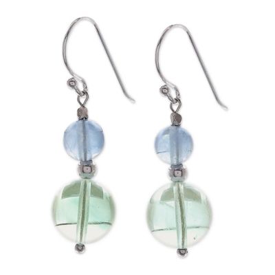 Alternate image for Unique Beaded Fluorite Earrings Blue Genie
