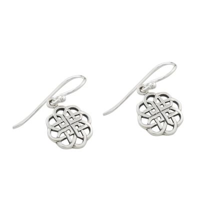 Alternate image for Circular Sterling Silver Celtic Knot Earrings from Thailand Knotted Flowers