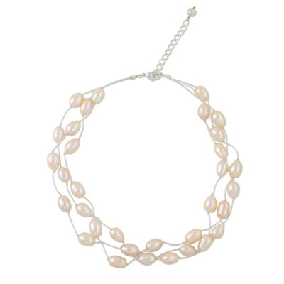 Alternate image for Pearl Choker Necklace Handmade in Thailand Charming Rose