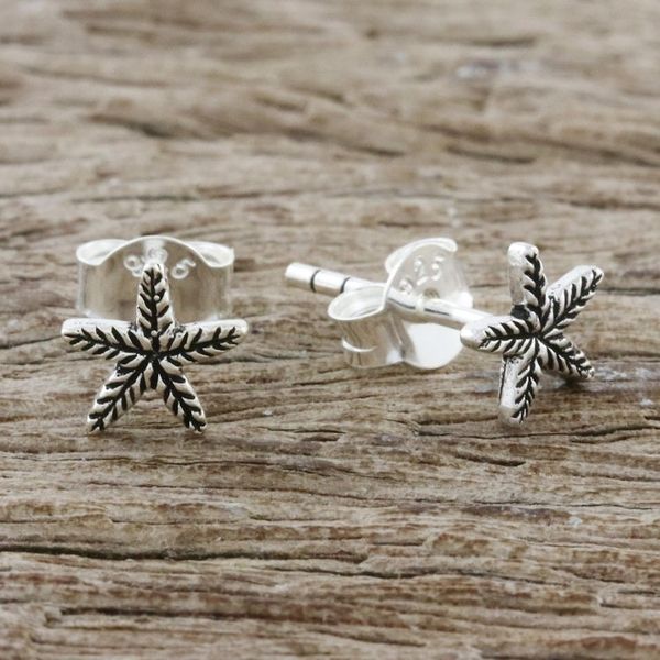 Alternate image for Sterling Silver Starfish Stud Earrings from Thailand Starfish Charm