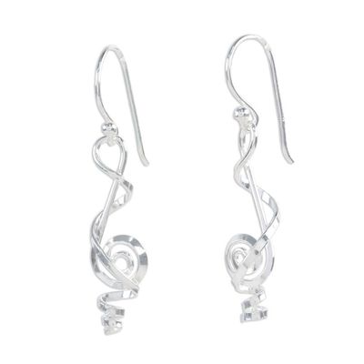 Alternate image for Clef Note Sterling Silver Music-themed Handmade Earrings Melody in Me
