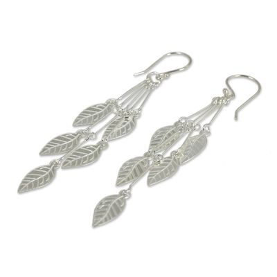 Alternate image for Hand Crafted Sterling Silver Dangle Earrings Leaf Chimes