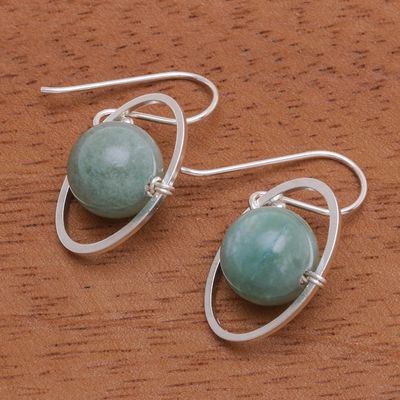 Alternate image for Jade and Sterling Silver Dangle Earrings Secret History