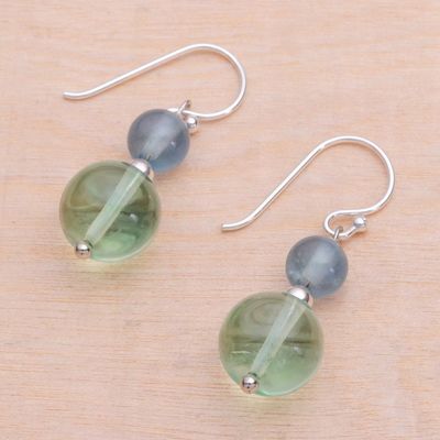 Alternate image for Unique Beaded Fluorite Earrings Blue Genie