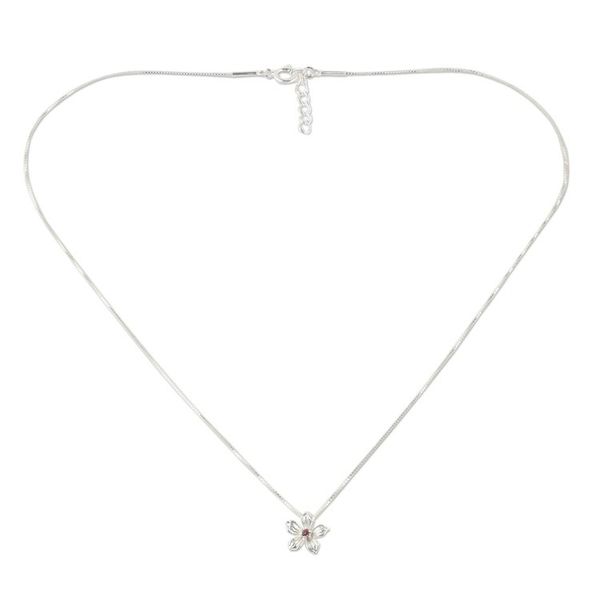 Alternate image for Sterling Silver Tourmaline Floral Pendant Necklace Thailand Winter Bloom