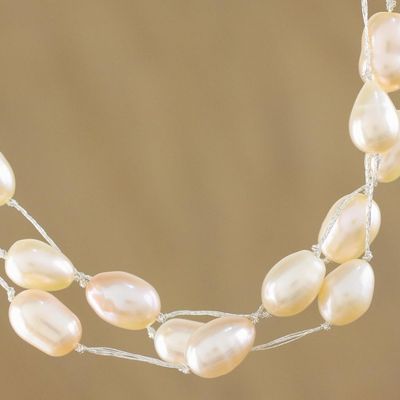 Alternate image for Pearl Choker Necklace Handmade in Thailand Charming Rose