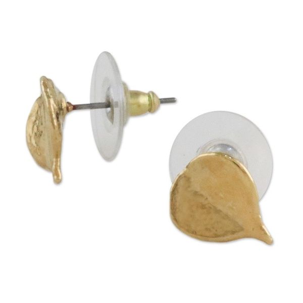 Alternate image for Gold Plated Natural Million Hearts Leaf Stud Earrings Heartfelt Nature