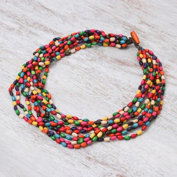 Alternate image for Multicolor Necklace Beaded Jewelry Knotted by Hand Songkran Belle