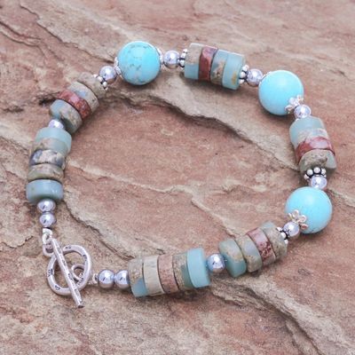Alternate image for Hand Crafted Jasper and Hematite Beaded Bracelet Open Skies