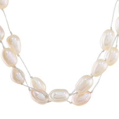 Alternate image for Pearl Choker Necklace Handmade in Thailand Charming Rose