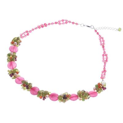 Alternate image for Beaded Quartz Multigem Necklace from Thailand Peony Romance