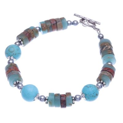 Alternate image for Hand Crafted Jasper and Hematite Beaded Bracelet Open Skies