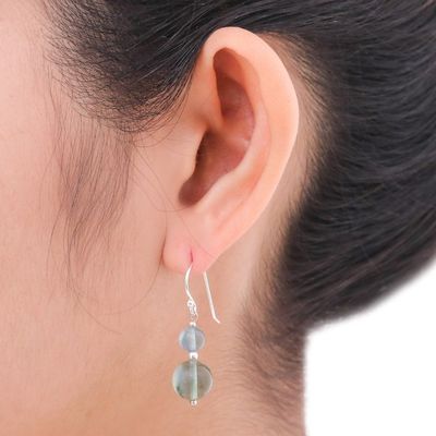 Alternate image for Unique Beaded Fluorite Earrings Blue Genie