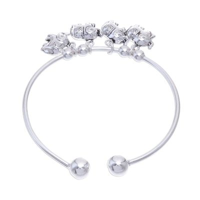 Alternate image for Sterling Silver Bracelet with Four Elephant Charms Four Elephants