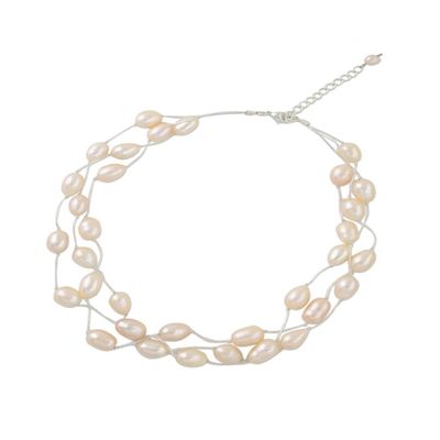 Alternate image for Pearl Choker Necklace Handmade in Thailand Charming Rose