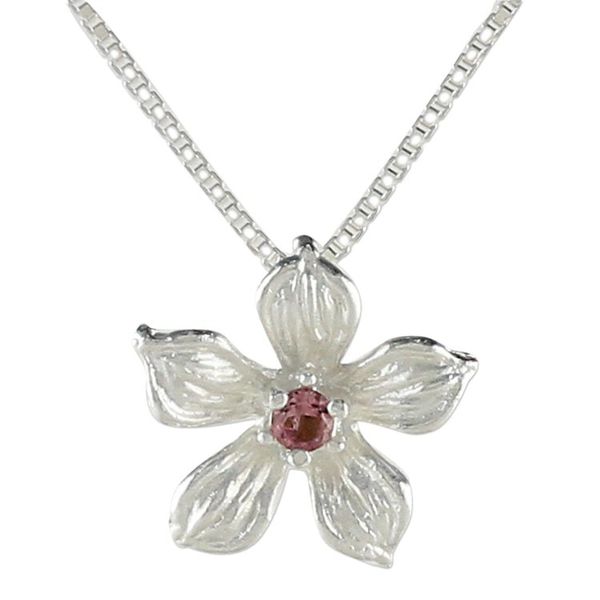 Alternate image for Sterling Silver Tourmaline Floral Pendant Necklace Thailand Winter Bloom