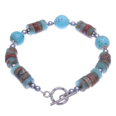 Alternate image for Hand Crafted Jasper and Hematite Beaded Bracelet Open Skies
