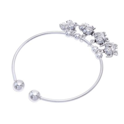 Alternate image for Sterling Silver Bracelet with Four Elephant Charms Four Elephants