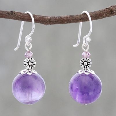 Alternate image for Amethyst Beaded Dangle Earrings from Thailand Serene Lilac