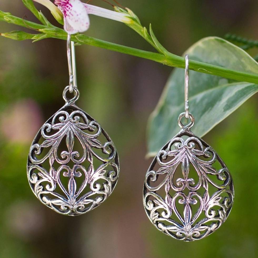 Sterling silver dangle earrings 'Nature's Inspiration'