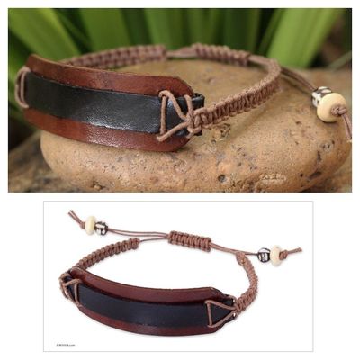 Alternate image for Leather Wristband Bracelet Black Band