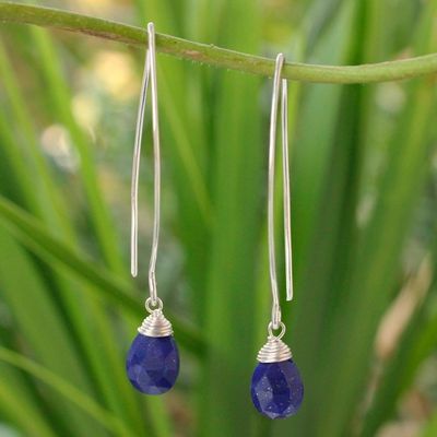 Alternate image for Sterling Silver and Lapis Lazuli Dangle Earrings Sublime