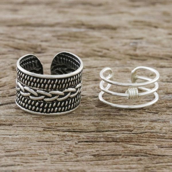 Alternate image for Braid Motif Sterling Silver Ear Cuffs from Thailand Ties That Bind