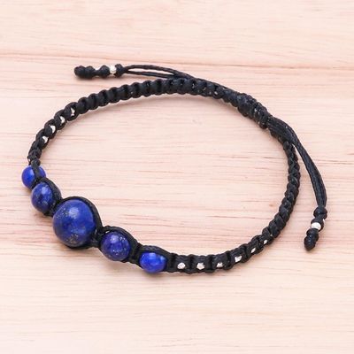 Alternate image for Hill Tribe Lapis Lazuli Beaded Macrame Bracelet Blue Way