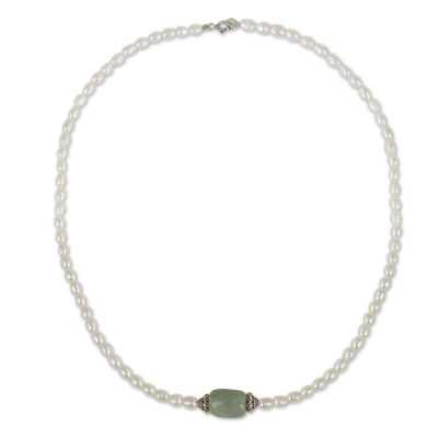 Alternate image for Handcrafted Pearl and Jade Necklace Touch of Life