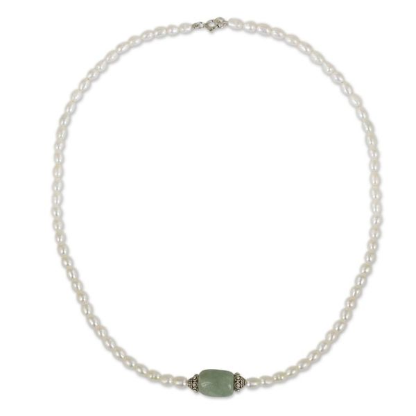 Alternate image for Handcrafted Pearl and Jade Necklace Touch of Life