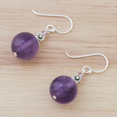 Alternate image for Amethyst Beaded Dangle Earrings from Thailand Serene Lilac
