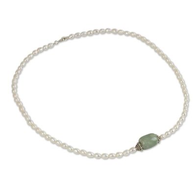 Alternate image for Handcrafted Pearl and Jade Necklace Touch of Life