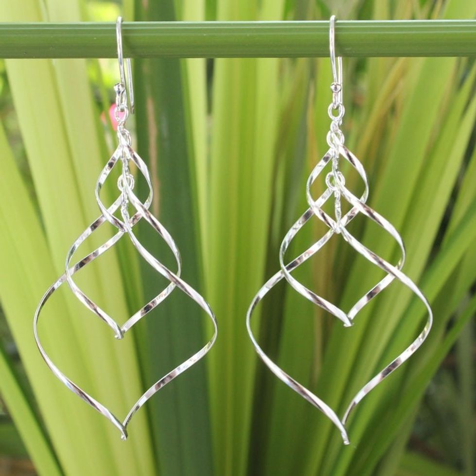 Modern Sterling Silver Dangle Earrings 'Chiang Mai Chimes'