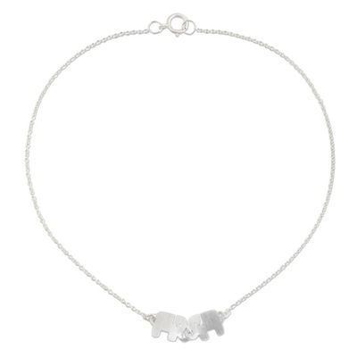 Alternate image for Thai Sterling Silver Anklet with a Twin Elephants Charm Elephant Friendship