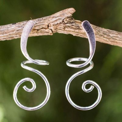 Alternate image for Artisan Crafted Sterling Silver Drop Earrings from Thailand Lovely Spiral