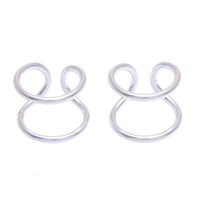 Alternate image for Hand Made Sterling Silver Ear Cuffs Meandering Walk