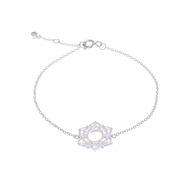 Alternate image for Sterling Silver Pendant Bracelet with Pink Cubic Zirconia Pink Chakra Crown