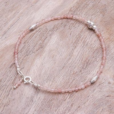 Alternate image for Handmade Sunstone and Silver Beaded Bracelet Good Vibrations in Pink