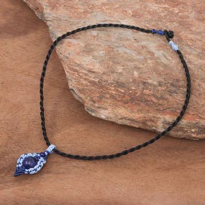 Alternate image for Handmade Macrame Necklace with Lapis Lazuli Heartfelt Wish