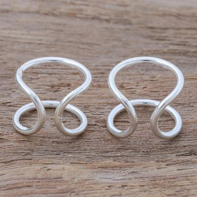 Alternate image for Hand Made Sterling Silver Ear Cuffs Meandering Walk