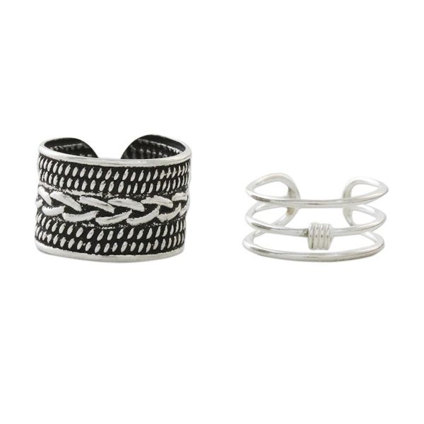 Alternate image for Braid Motif Sterling Silver Ear Cuffs from Thailand Ties That Bind