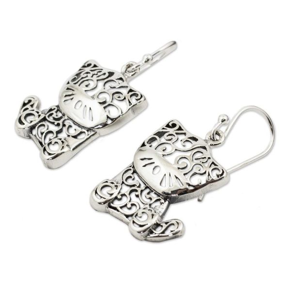 Alternate image for Sterling Silver Cat Earrings Filigree Kitten