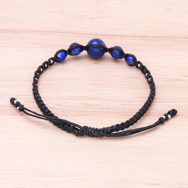 Alternate image for Hill Tribe Lapis Lazuli Beaded Macrame Bracelet Blue Way