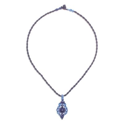 Alternate image for Handmade Macrame Necklace with Lapis Lazuli Heartfelt Wish