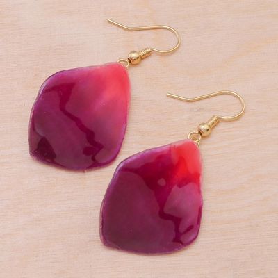 Alternate image for Natural Orchid Flower Dangle Earrings in Magenta Petal Rain