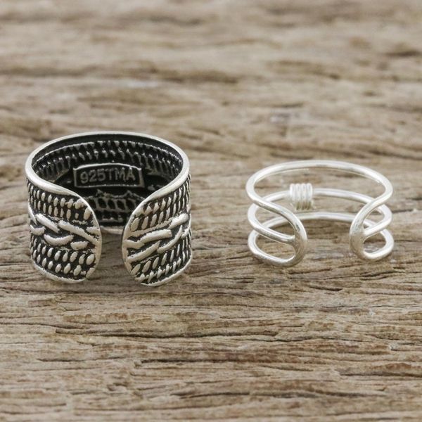 Alternate image for Braid Motif Sterling Silver Ear Cuffs from Thailand Ties That Bind